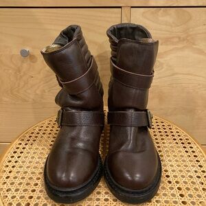 Zadig & Voltaire Brown leather biker boots, brown, Women’s US 37